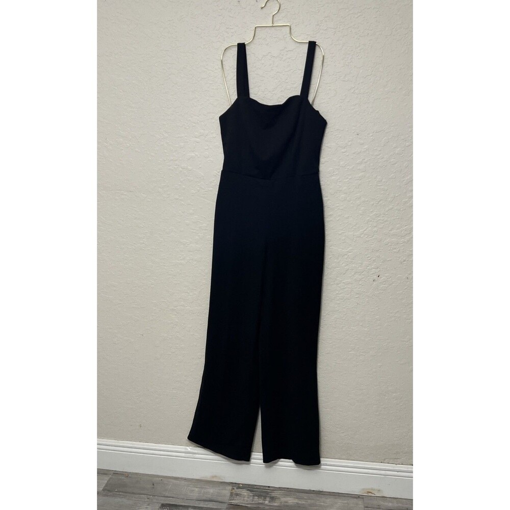 Crystal Sky Women’s Jumpsuit Black Pockets Back Zip Size Medium